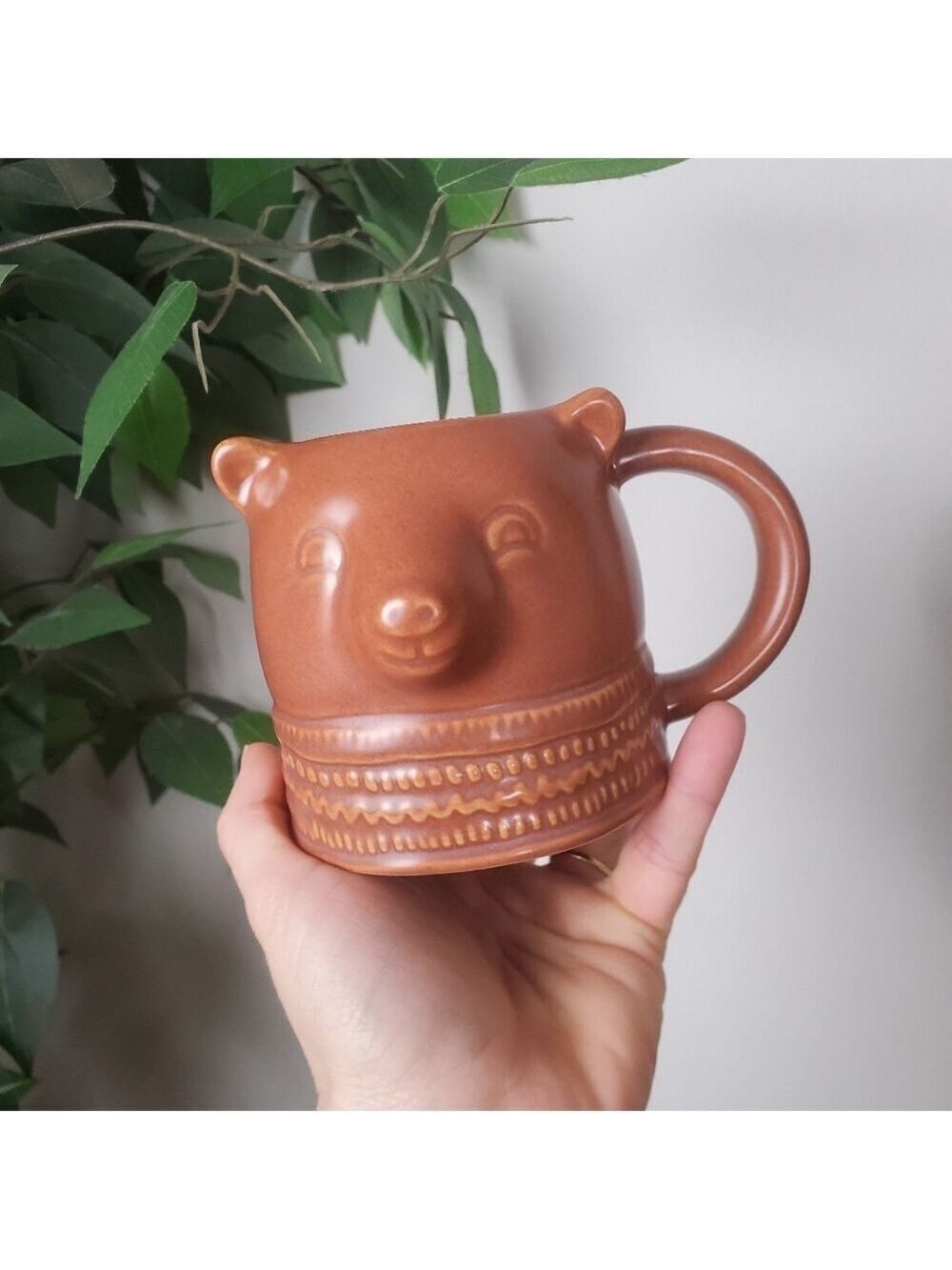 Handmade Boho Brown Bear Stoneware Coffee Scented Mug